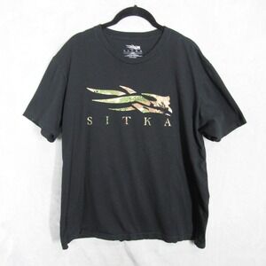 Sitka Camo Logo Graphic Black T-Shirt Mens Large Hunting Outdoors